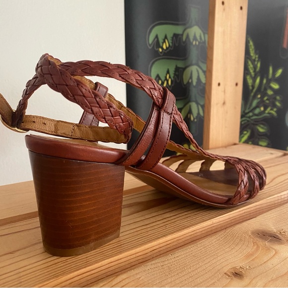 Sezane Natacha Heeled Sandals Woven Heritage Chocolate Brown - Picture 9 of 16